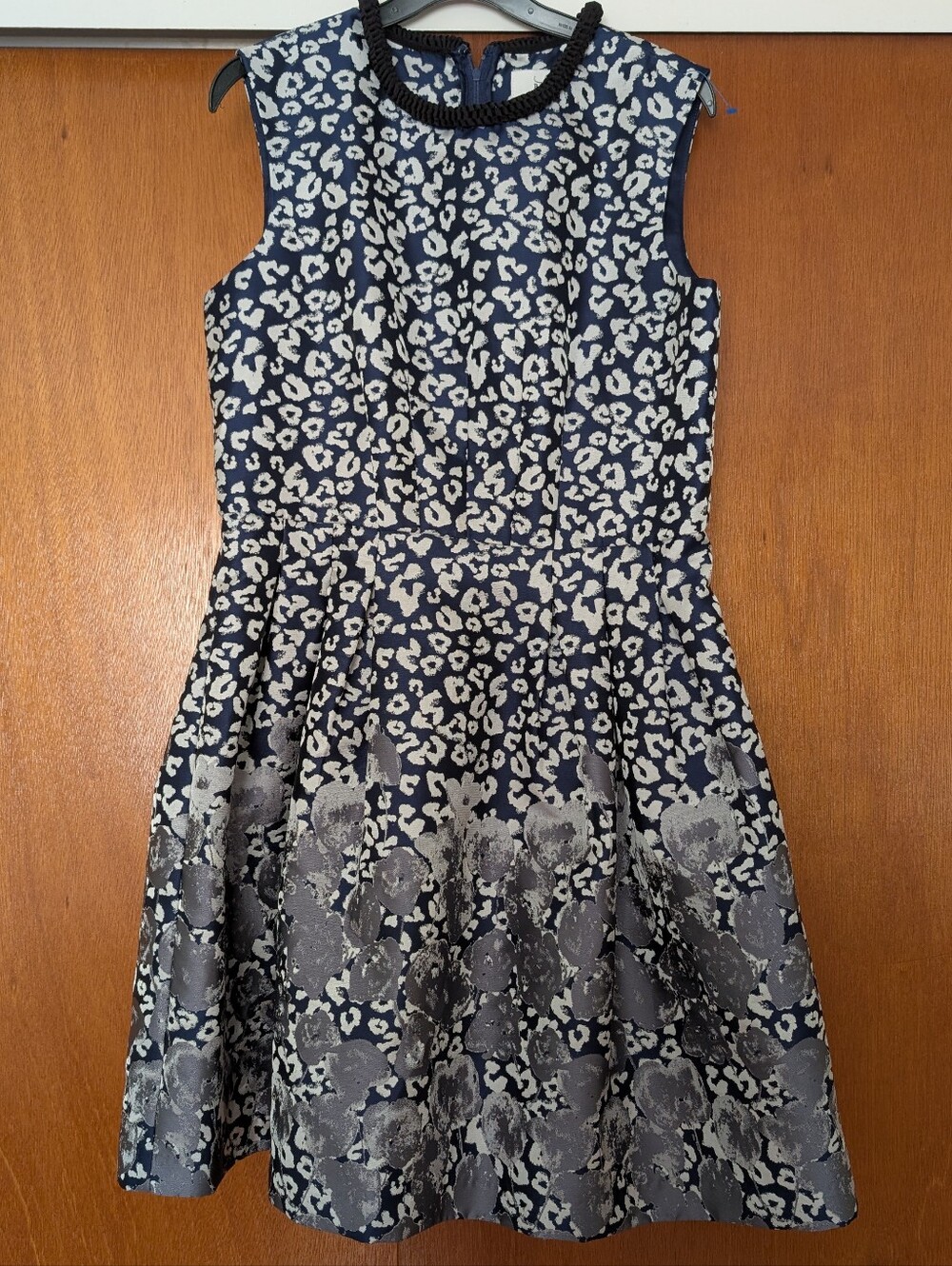 Badgley Mischka Navy Floral Fit-and-Flare Dress